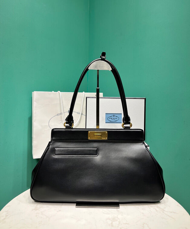 Prada Medium Leather Tote Bag 1BG569 Black